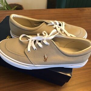 Polo by Ralph Lauren Tan and White Canvas Sneakers